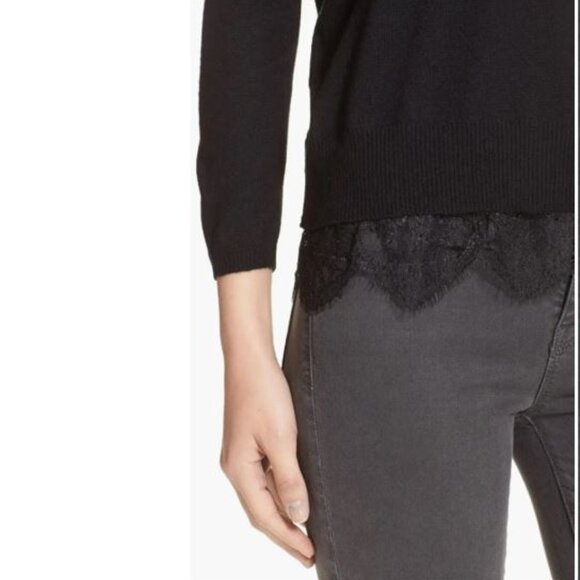JOIE, Hilano black cashmere blend classic lace trim sweater - Picture 6 of 13